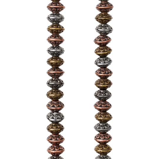12 Pack: Carved Metal Rondelle Beads, 6mm by Bead Landing™